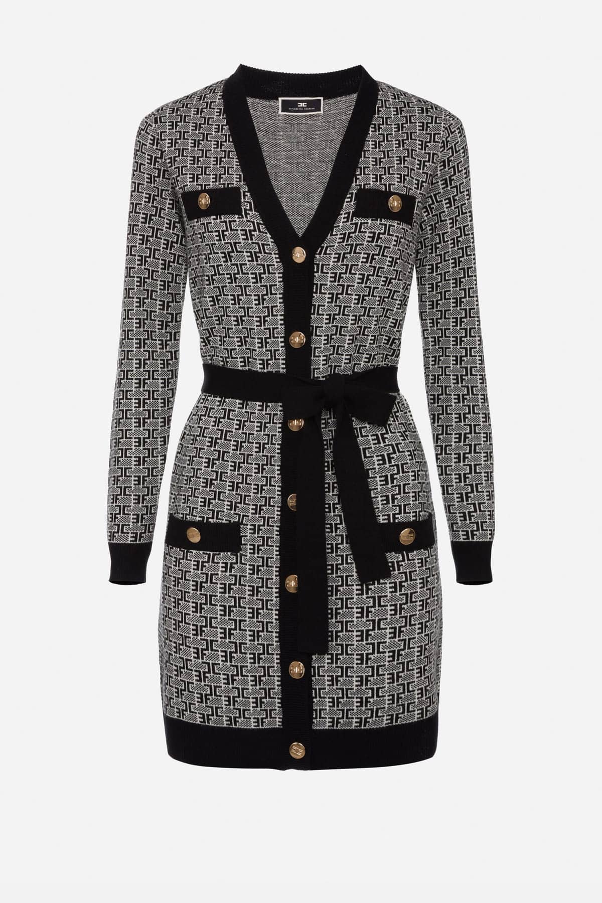 Long Knitted Cardigan With Monogram Lettering - Image 7